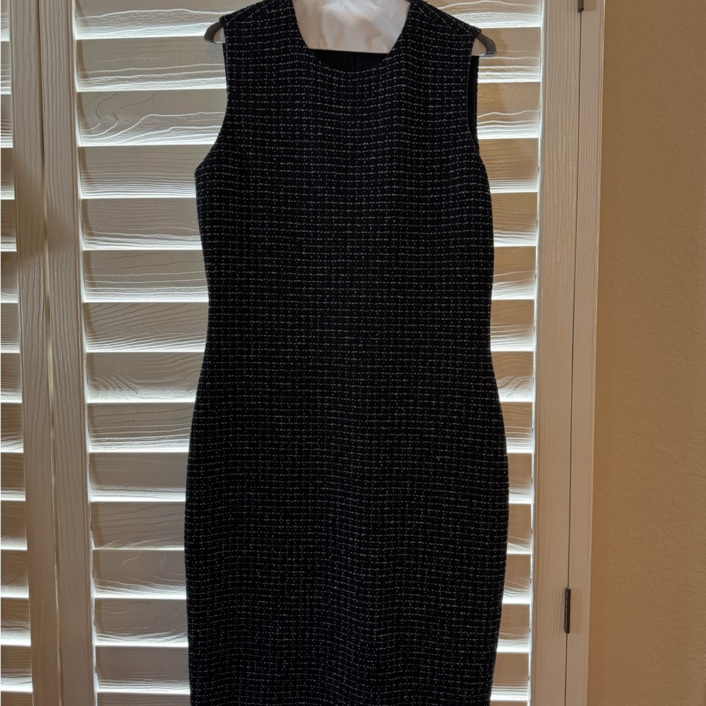 Theory Black and White Textured Sheath Dress